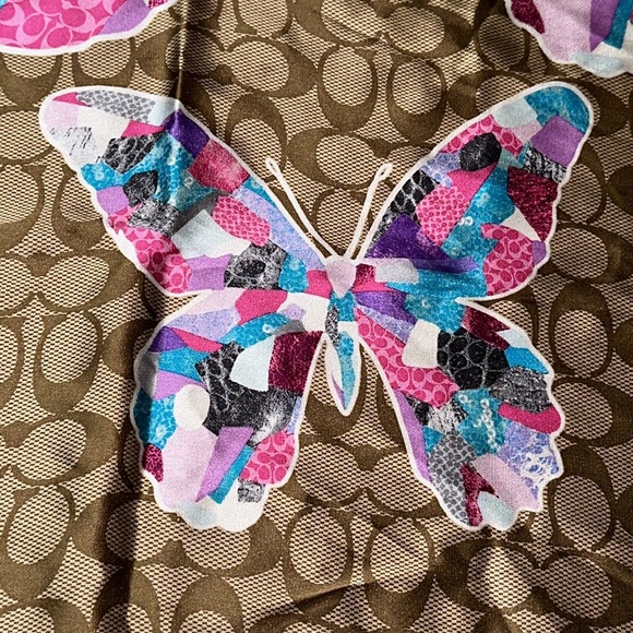 *EXTREMELY RARE* COACH Poppy Butterfly Silk Scarf - Picture 6 of 12